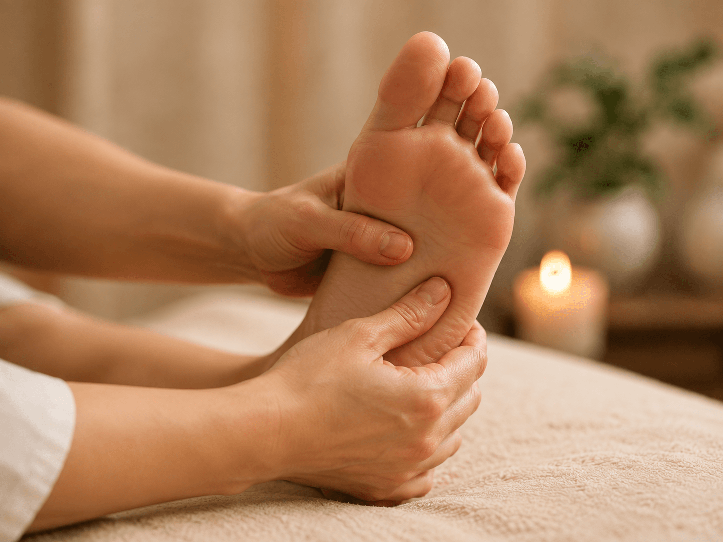 Reflexology treatment focused on pressure points in the foot